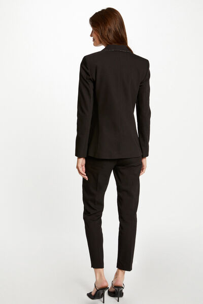 Veste cintrée liserés métallisés noir femme