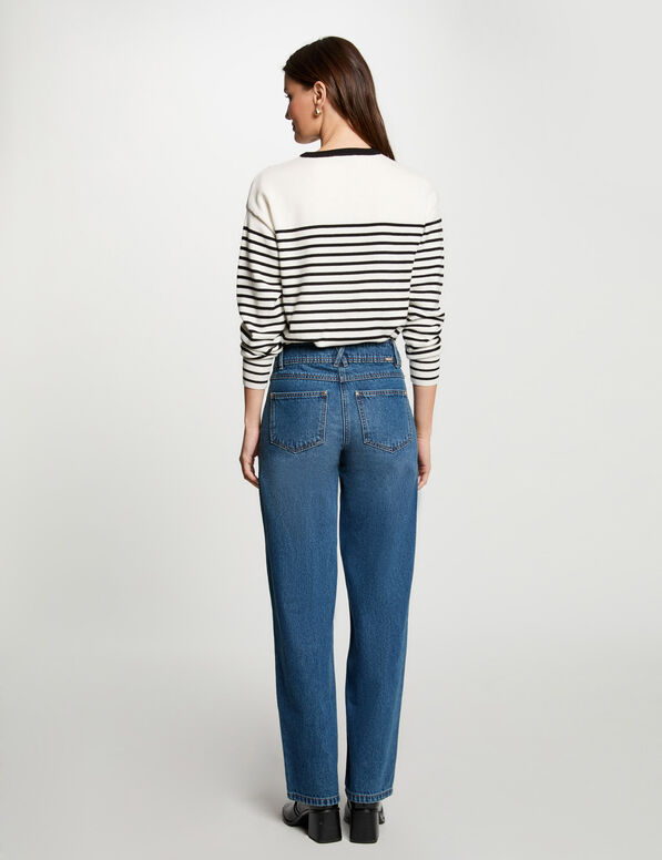 pull col rond raye blanc femme Pull col rond rayé blanc femme