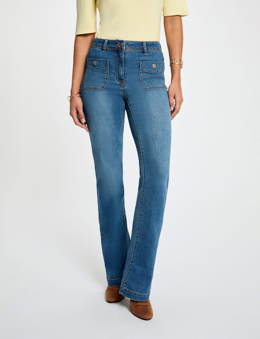 Jean bootcut denim stone femme