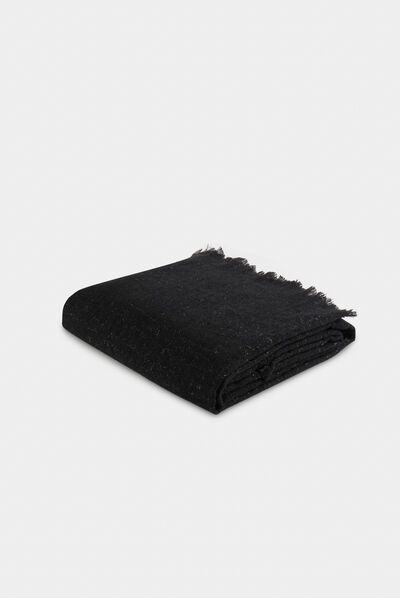 Écharpe avec franges et fils métallisés noir femme