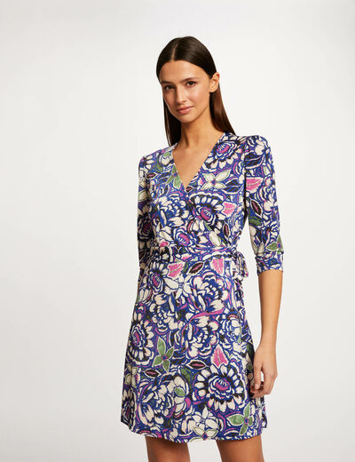 Robe portefeuille imprimé végétal multico femme