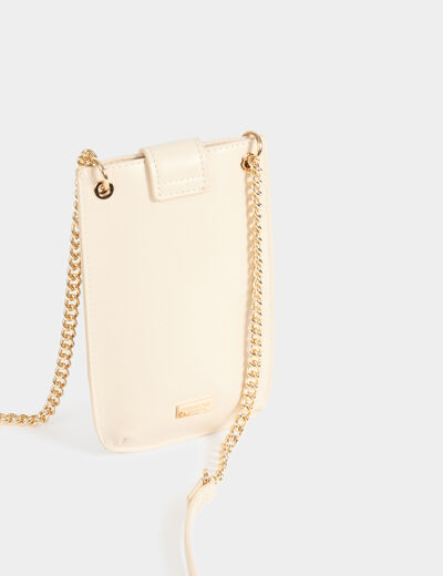 Pochette téléphone à clous ivoire femme