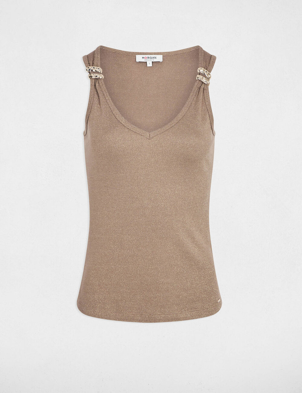 D&eacute;bardeur cintr&eacute; col v taupe femme