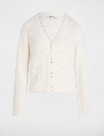 Gilet manches longues ivoire femme