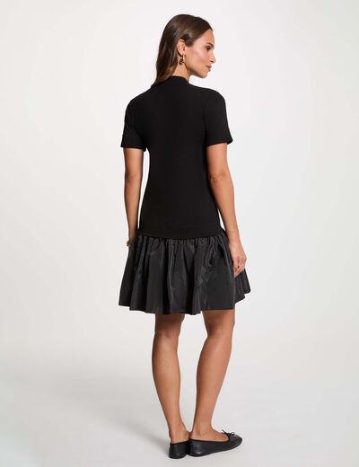 Robe tricot manches courtes noir femme