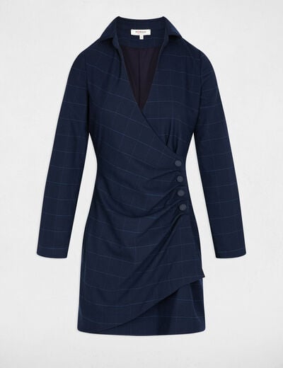 Robe courte portefeuille bleu marine femme