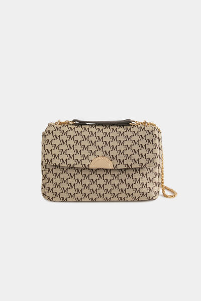 Sac à bandoulière imprimé monogramme beige femme