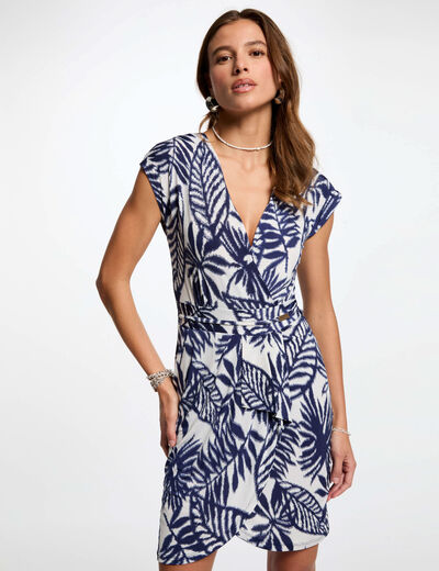Robe courte ajustée imprimée multicolore femme