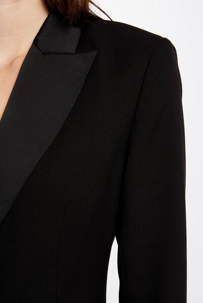 Veste smoking cintr¿e col satin noir femme