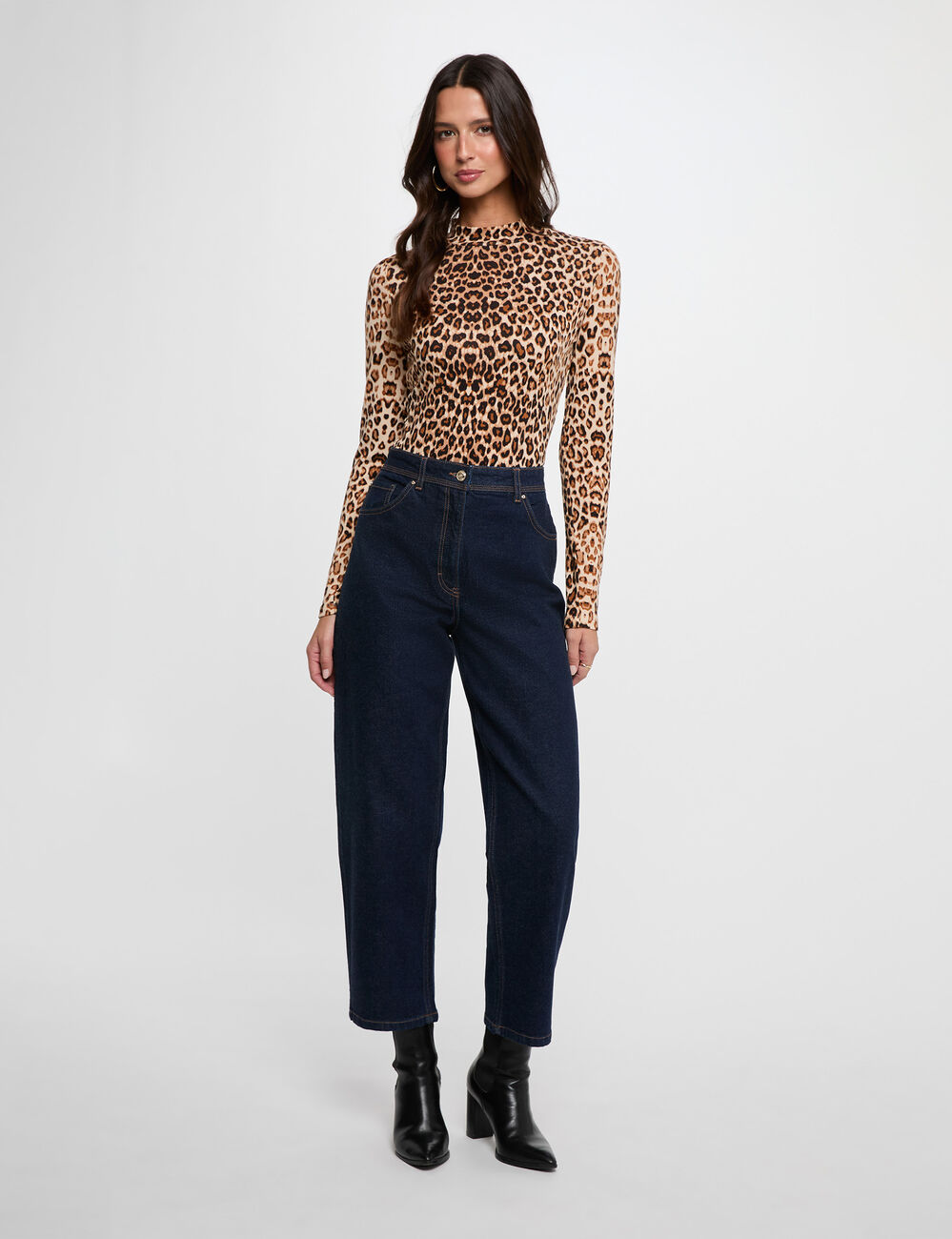 T-shirt col montant multicolore femme