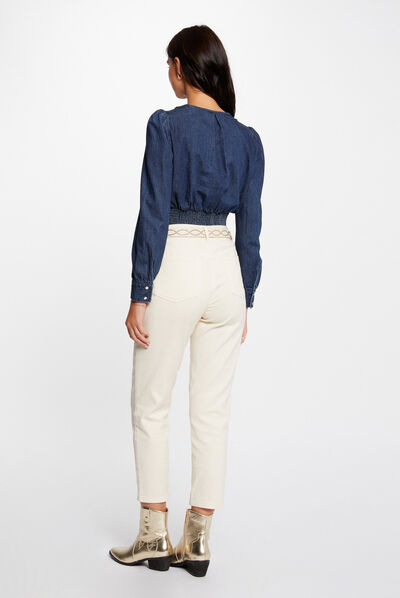 Blouse manches longues en jean jean brut femme