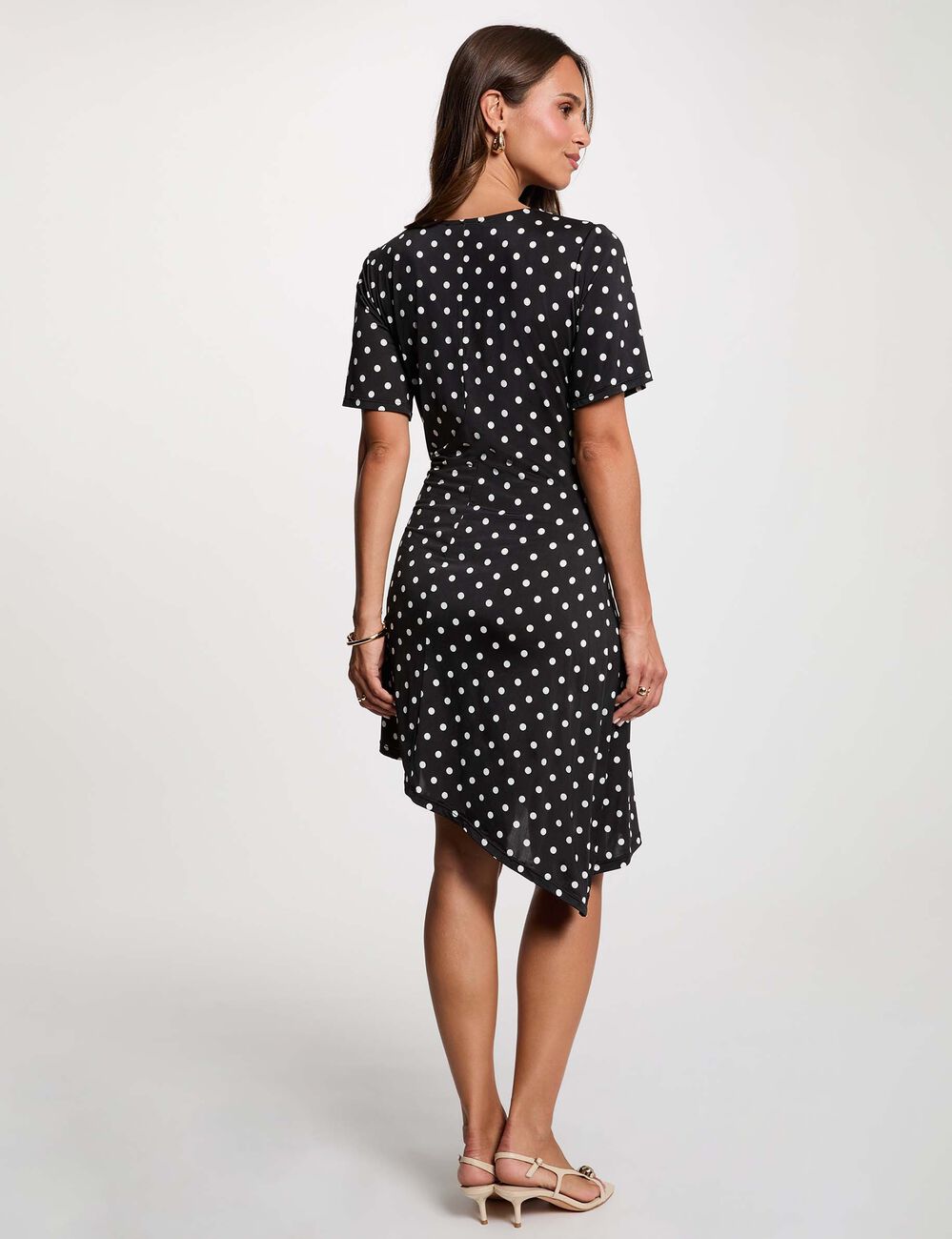 Robe asym&eacute;trique &agrave; pois multicolore femme