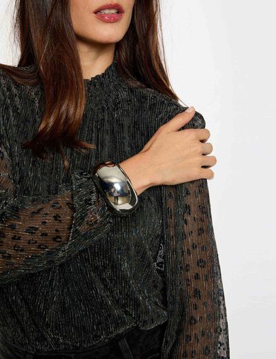 T-shirt col montant noir femme