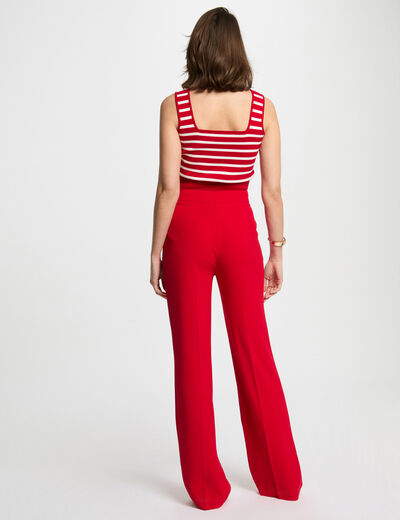 Pantalon large à pinces rouge femme