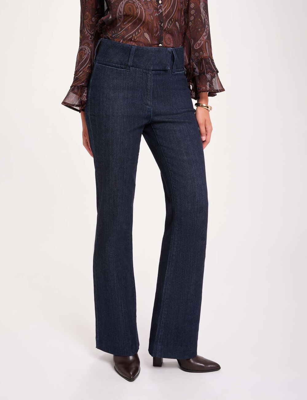 Jean bootcut ceinture bleu femme