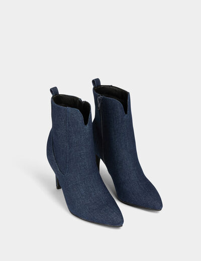 Bottines à talons en jean denim brut femme