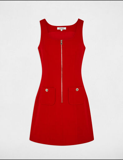 robe courte chasuble zippee rouge femme Robe courte chasuble zippée rouge femme