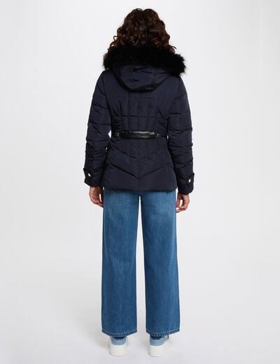 Doudoune courte ajust&eacute;e bleu marine femme