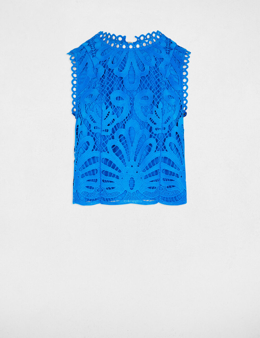 Top sans manches dentelle bleu electrique femme