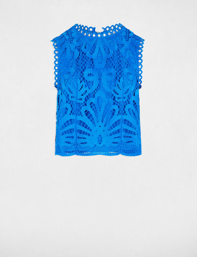 Top sans manches dentelle bleu electrique femme
