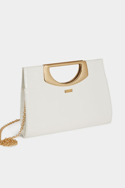 Sac pochette aspect croco blanc femme