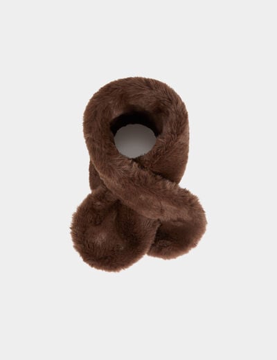 &Eacute;charpe fausse fourrure marron fonc&eacute; femme