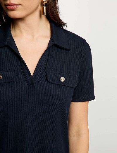 T-shirt manches courtes bleu marine femme