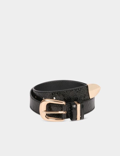 Ceinture effet animalier noir femme
