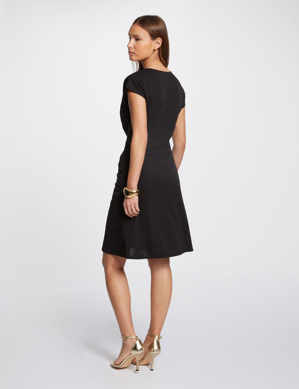 Robe courte portefeuille noir femme