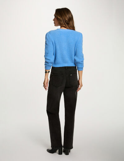Gilet ajust&eacute; col v bleu femme