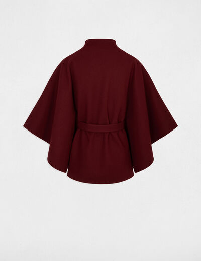Cape ceintur&eacute;e bordeaux femme