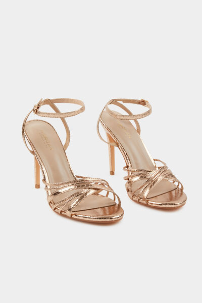 Sandales à talons avec brides rose femme