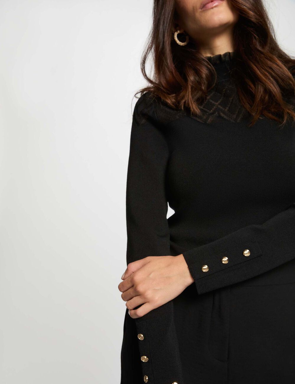 Pull ajust&eacute; ajour&eacute; noir femme