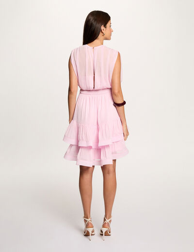 Robe courte col montant rose femme