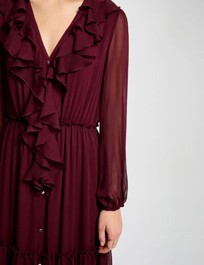 Robe longue fluide prune femme