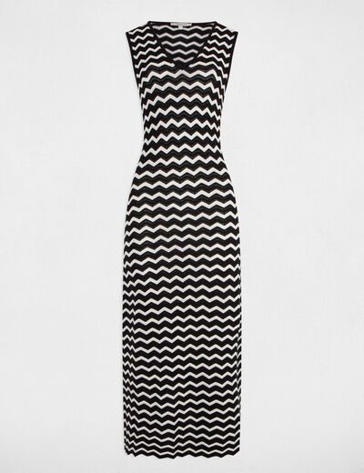 Robe tricot longue ajust&eacute;e noir femme