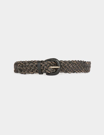 Ceinture tressée noir femme