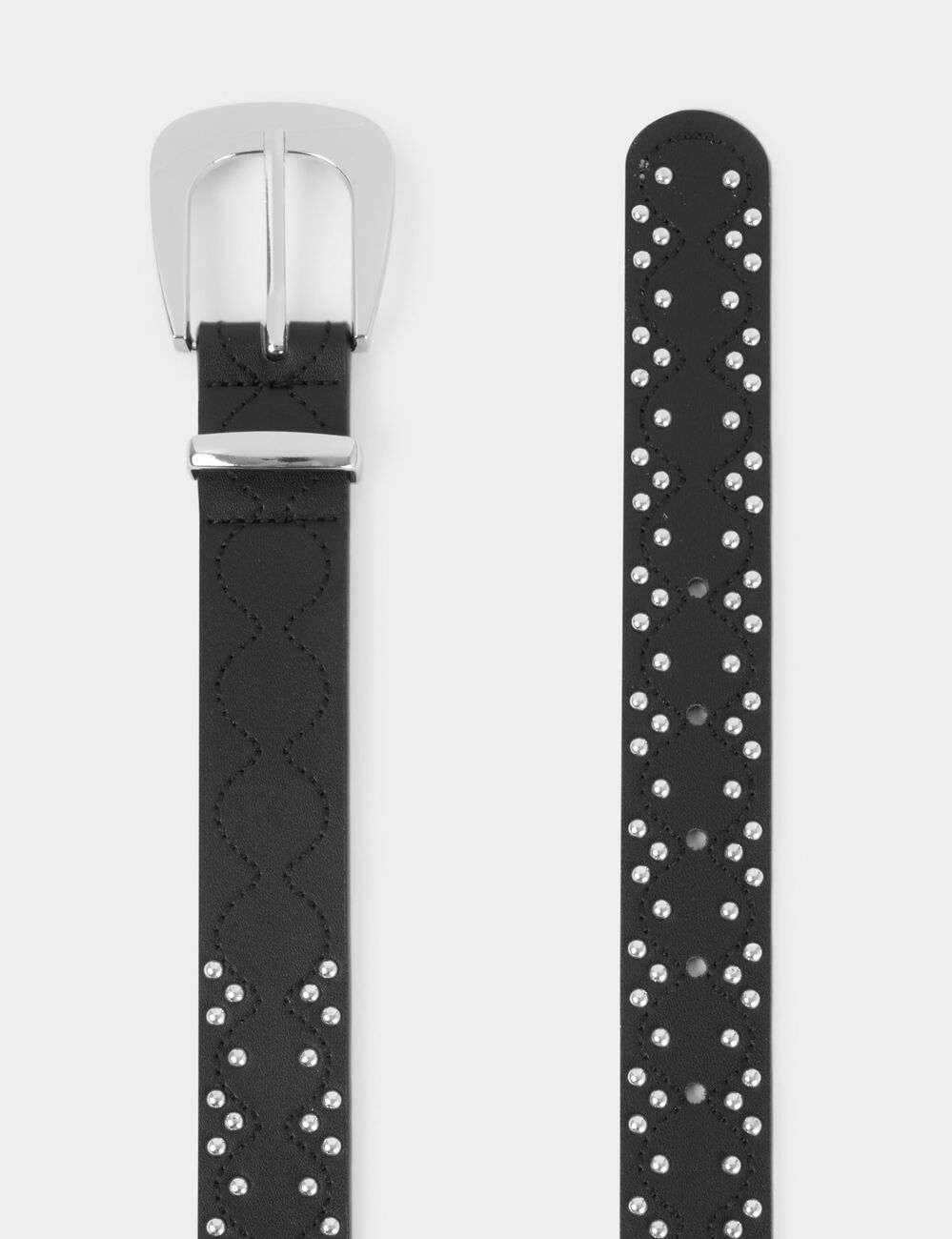 Ceinture fine clout&eacute;e noir femme