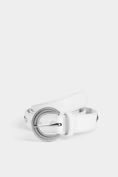 Ceinture perles et clous blanc femme