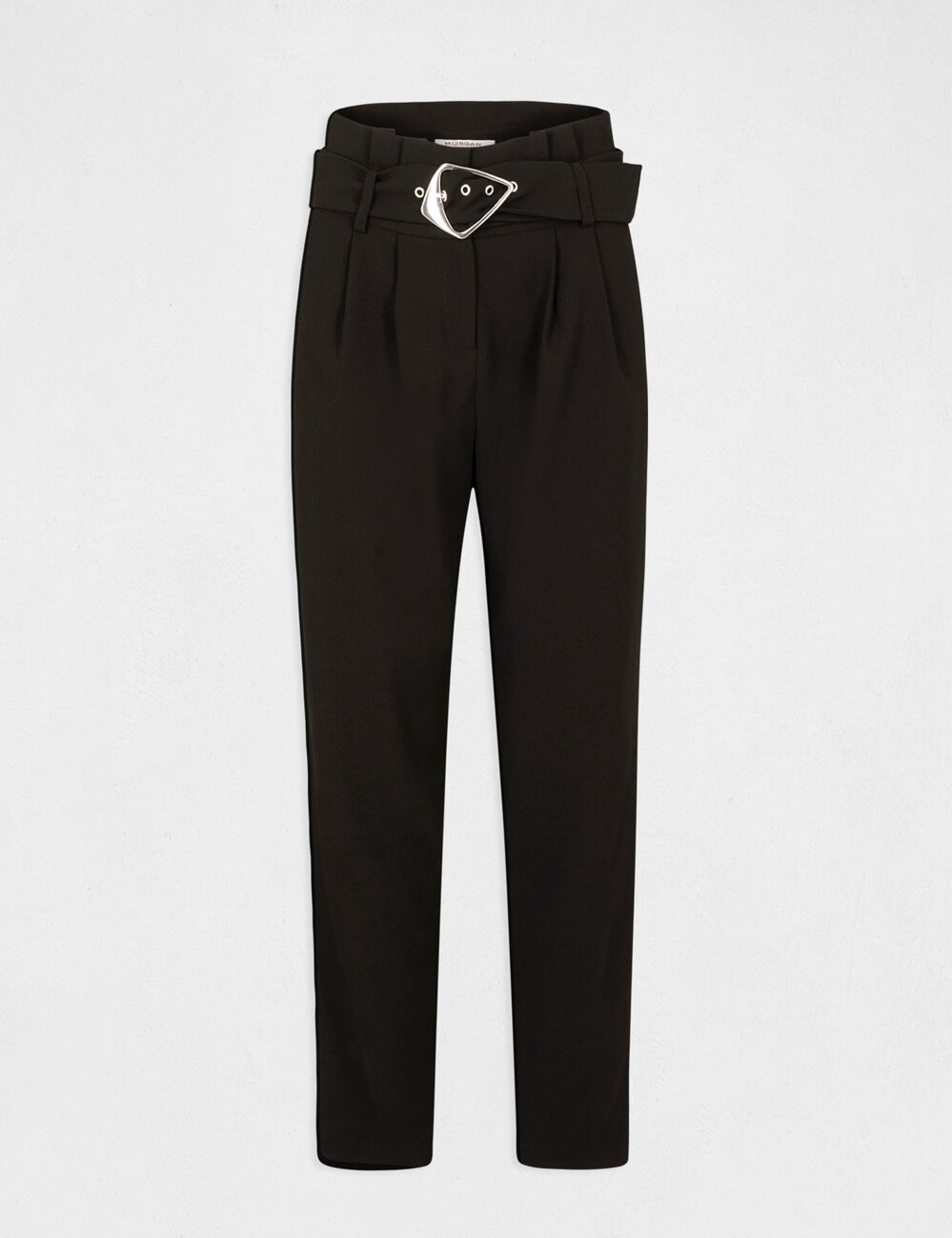 Pantalon paperbag 7/8&egrave;me noir femme
