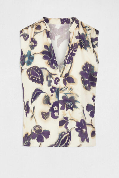 Blouse sans manches imprimé floral multico femme