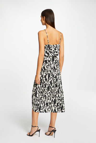 Jupe midi droite imprimé animalier multico femme