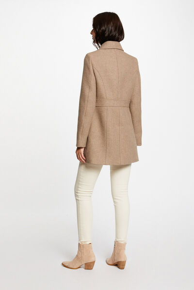Manteau cintré zippé beige femme