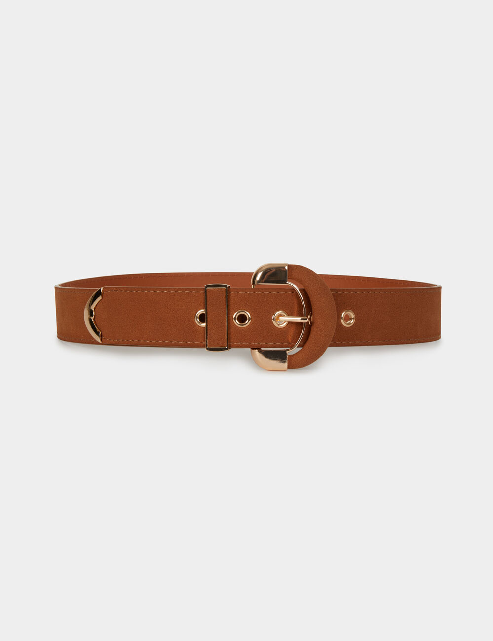 Ceinture large su&eacute;dine camel femme