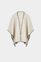 Cape Poncho Ouvert Pour Femme Beige - Boutons En Corne, Matière Acrylique - Neuf Avec étiquettes