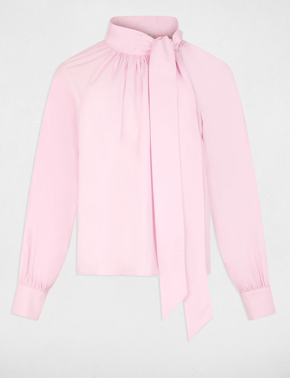 Blouse col lavalli&egrave;re rose femme