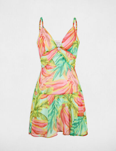 Robe courte patineuse imprimée multicolore femme