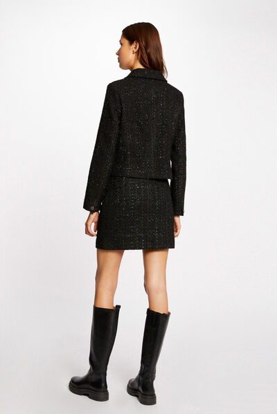 Jupe droite taille haute noir femme