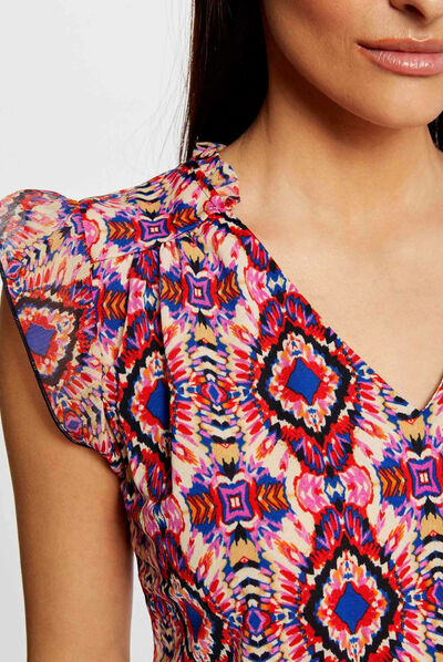 T-shirt manches courtes imprimé multico femme