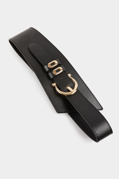 Ceinture large asymétrique noir femme